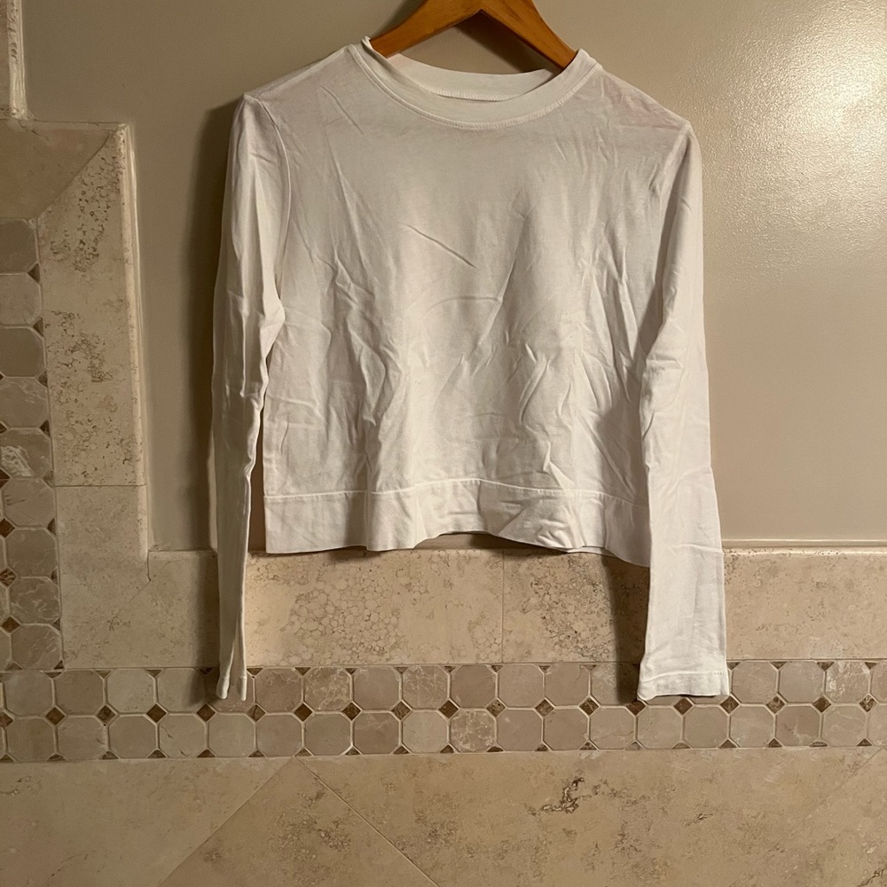 Velvet White Long Sleeve Crop!
